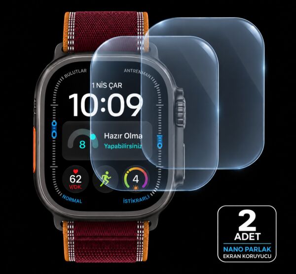 Apple Watch Ultra 4 49mm Ekran Koruyucu A3579 Nano Parlak 9H Esnek Cam Çizilmeye Dayanıklı