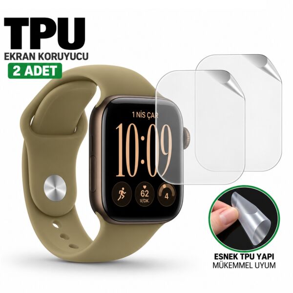 Apple Watch Series 12 42mm Ekran Koruyucu TPU A3582 Şeffaf Çizilmeye Dayanıklı Akıllı Saat Koruması 2 Adet