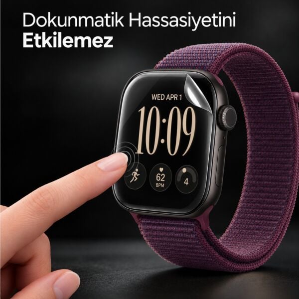 Apple Watch Series 12 46mm Ekran Koruyucu A3587 TPU Şeffaf Çizilmeye Dayanıklı Esnek Yapı 2 Adet