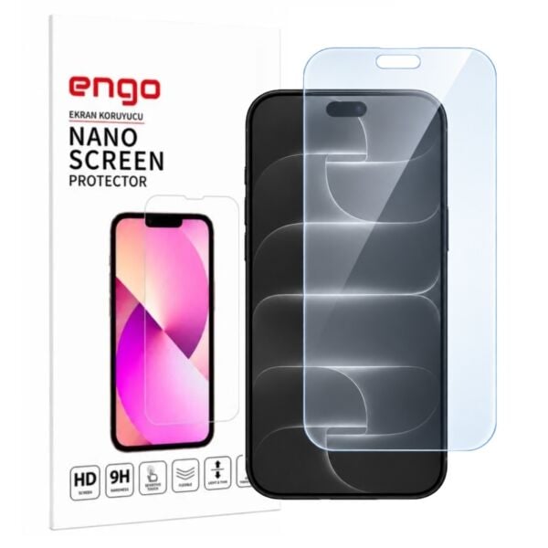 Apple iPhone 18 Pro Ekran Koruyucu A3714 Nano Parlak 9H Kırılmaz Esnek Cam Çizilmeye Dayanıklı Şeffaf
