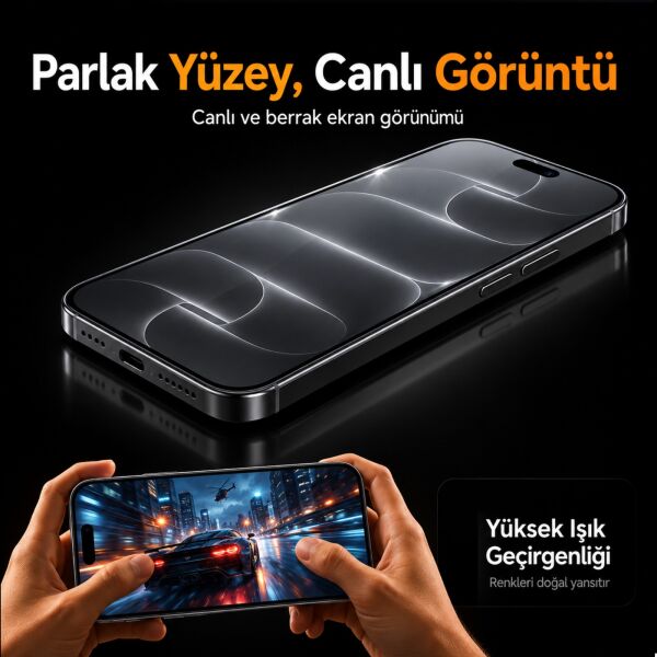 Apple iPhone 18 Pro Ekran Koruyucu A3714 Nano Parlak 9H Kırılmaz Esnek Cam Çizilmeye Dayanıklı Şeffaf