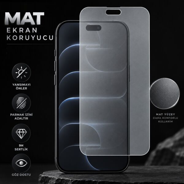Apple iPhone 18 Pro Mat Ekran Koruyucu A3714 Yansıma Ve Parlama Önleyici Mat Yüzey, Parmak İzi Bırakmayan 9H Kırılmaz Esnek Nano Cam