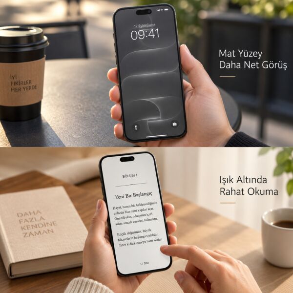Apple iPhone 18 Pro Mat Ekran Koruyucu A3714 Yansıma Ve Parlama Önleyici Mat Yüzey, Parmak İzi Bırakmayan 9H Kırılmaz Esnek Nano Cam