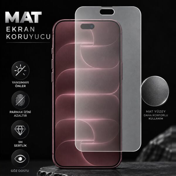 Apple iPhone 18 Pro Max Mat Ekran Koruyucu A3717 6.9 İnç Yansıma Ve Parlama Azaltıcı Parmak İzi Bırakmayan 9H Esnek Nano Cam