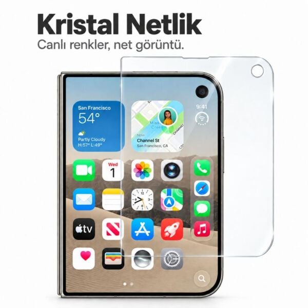 Apple iPhone Duo Dış Ekran Koruyucu 5.4 İnç A3720 Nano Parlak 9H Esnek Şeffaf Çizilme Dirençli