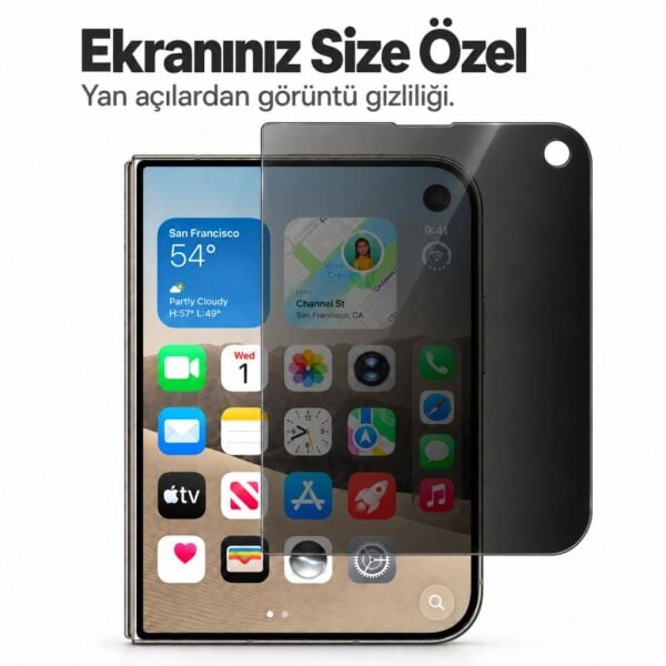 Apple iPhone Duo Hayalet Ekran Koruyucu 5.4 İnç A3720 Anti-Spy Gizlilik Koruması 9H Esnek Nano Yapı Parlama Azaltıcı Mat Yüzey