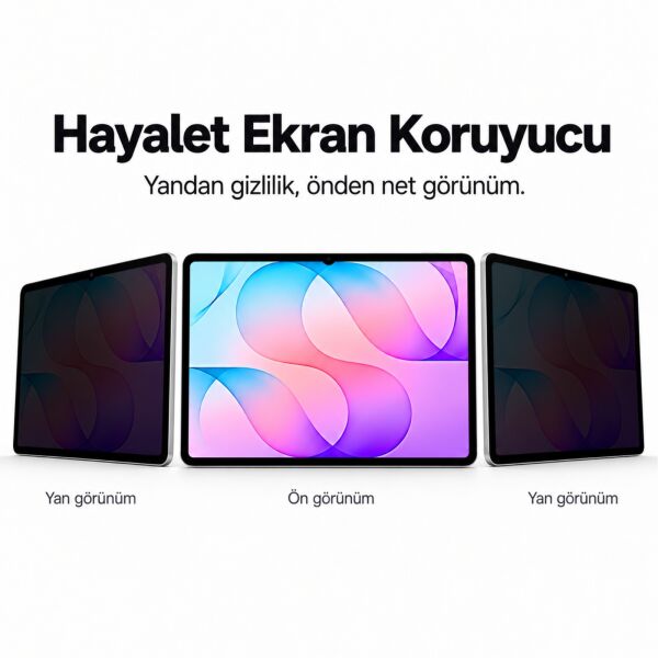 Samsung Galaxy Tab S12 Plus İle Uyumlu Hayalet Ekran Koruyucu 12.6 İnç SM-X840 Yandan Görünmeyen Anti-Spy Gizlilik (Privacy) Koruması, 9H Nano Kırılmaz Esnek Cam, Parlama Ve Parmak İzi Önleyici