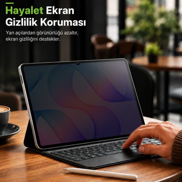 Samsung Galaxy Tab S12 Plus İle Uyumlu Hayalet Ekran Koruyucu 12.6 İnç SM-X840 Yandan Görünmeyen Anti-Spy Gizlilik (Privacy) Koruması, 9H Nano Kırılmaz Esnek Cam, Parlama Ve Parmak İzi Önleyici