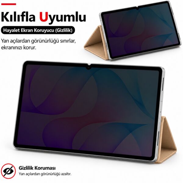 Samsung Galaxy Tab S12 Ultra İle Uyumlu Hayalet Ekran Koruyucu 14.6 İnç SM-X940 Yandan Görünmeyen Anti-Spy Gizlilik (Privacy) Koruması, 9H Nano Kırılmaz Esnek Cam, Parlama Ve Parmak İzi Önleyici