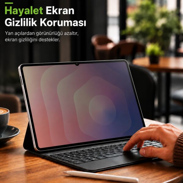 Samsung Galaxy Tab S12 Ultra İle Uyumlu Hayalet Ekran Koruyucu 14.6 İnç SM-X940 Yandan Görünmeyen Anti-Spy Gizlilik (Privacy) Koruması, 9H Nano Kırılmaz Esnek Cam, Parlama Ve Parmak İzi Önleyici