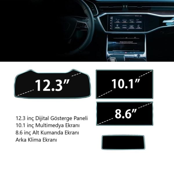Audi A6 Ekran Koruyucu Set Multimedya Kumanda Gösterge Klima