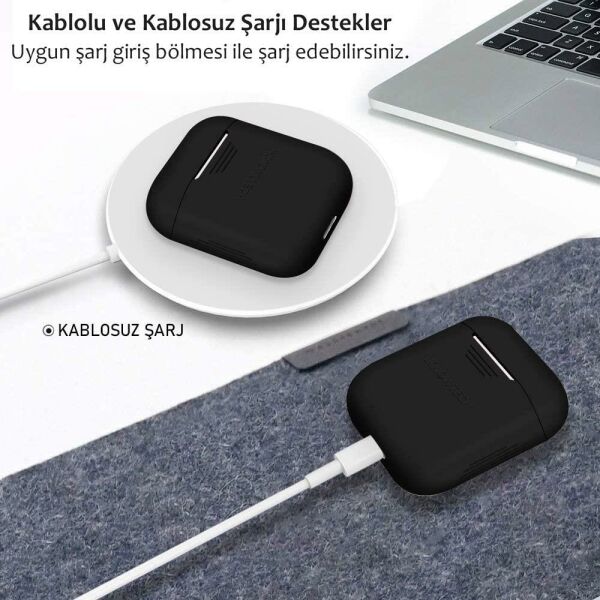 Apple AirPods 1. Nesil Kılıf ve AirPods 2. Nesil Kılıf Uyumlu Mavi