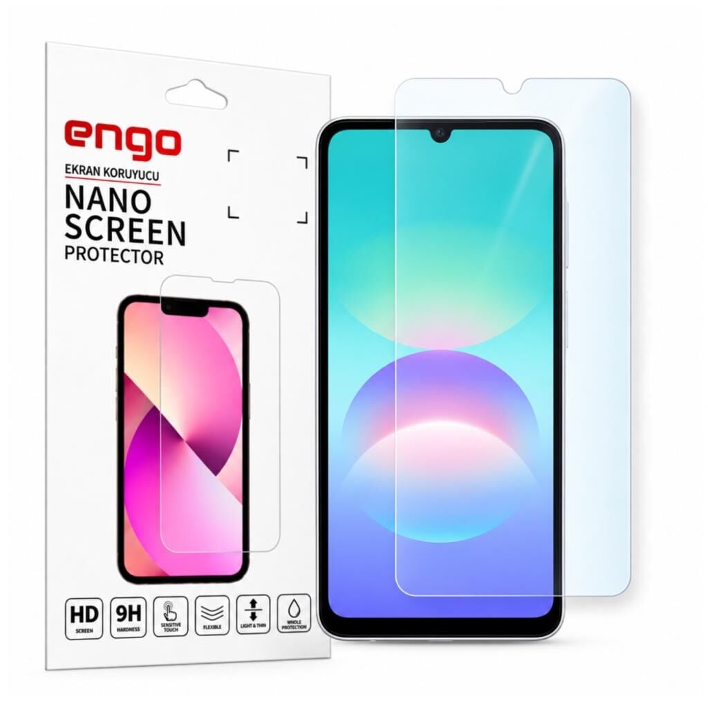 Samsung Galaxy A08 İle Uyumlu Ekran Koruyucu SM-A085F Nano Parlak 9H Kırılmaz Esnek Cam Çizilmeye Dayanıklı Şeffaf