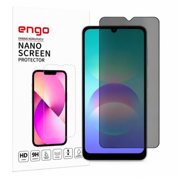 Samsung Galaxy A08 İle Uyumlu Hayalet Ekran Koruyucu SM-A085F Anti-Spy Gizlilik Koruması 9H Esnek Nano Yapı Parlama Azaltıcı Mat Yüzey