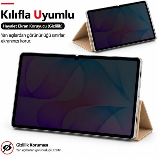Lenovo Idea Tab Pro 2. Nesil 13 inç Hayalet Ekran Koruyucu Yandan Görünmeyen Anti-Spy Gizlilik (Privacy) Koruması, 9H Nano Kırılmaz Esnek Cam, Parlama Ve Parmak İzi Önleyici