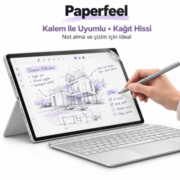 Lenovo Idea Tab Pro 2. Nesil 13 inç Paperfeel Ekran Koruyucu Kağıt Hissi Veren Mat Dokulu Yüzey, Kalem Uyumlu, Not Alma ve Çizim İçin