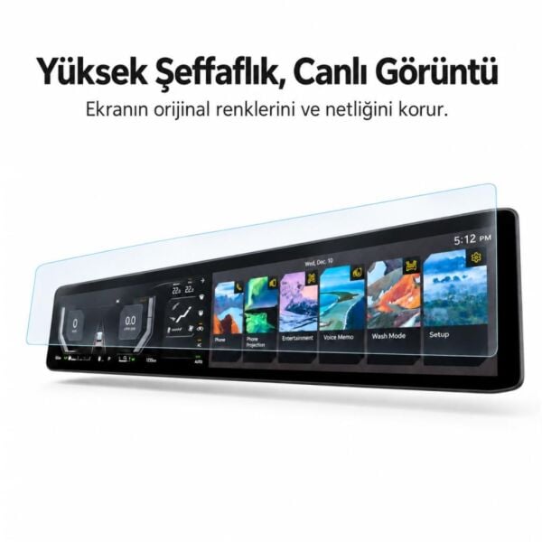 Kia EV2 12.3 İnç Ekran Koruyucu Multimedya ve Dijital Gösterge 9H Kırılmaz Esnek Nano Cam, Çizilmeye Ve Darbeye Dayanıklı Koruma, HD Şeffaf